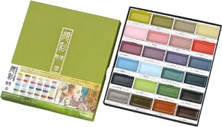 Sada akvarelových barev Gansai Tambi Pastel - 24 pastelových odstínů - 