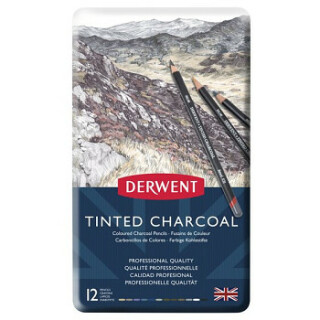 Sada barevných uhlů Derwent Tinted Charcoal 12ks - 