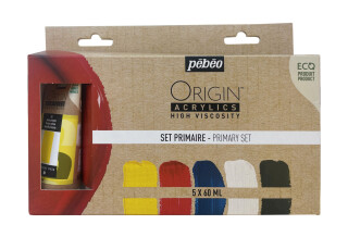 Sada ekologických akrylových barev Origin Acrylics - Základní barvy, 5 x 60 ml - 