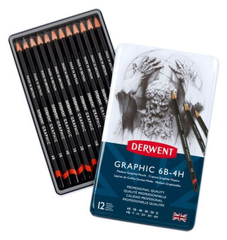 Sada grafitových tužek - 12 MEDIUM Derwent - 