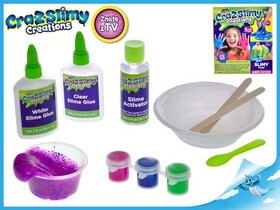 Sada na výrobu slizu Cra-z-slimy neon+glitry s doplňky v krabičce - 