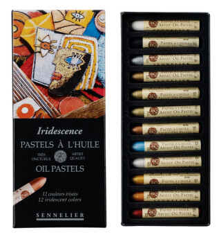 Sada olejových pastelů Sennelier 12ks metalické odstíny - 