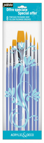 Sada štětců Pébéo 8ks kulaté a ploché - 