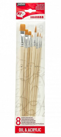 Sada štětců Pébéo 8ks světlé syntetické štětiny - 
