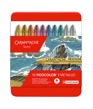 Sada voskových pastelů Neocolor I 10ks metalické - 