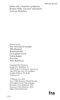 Šest slovenských básníků - Petr Borkovec,Mila Haugová,Eva Luka,Nóra Ružičková,Erik Jakub Groch,Rudolf Jurolek
