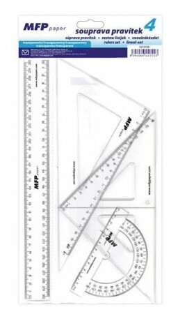 Pravítko rýsovací set 4 kusy čiré - neuveden