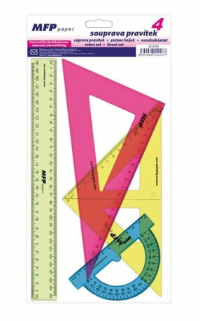 Pravítko rýsovací set COLOURS 4 kusy - neuveden