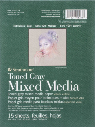Skicák lepený tónovaný Mix Media šedý 23x31 300G - 