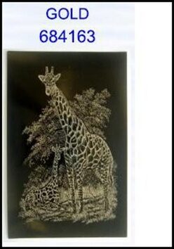 Škrabací obrázek A4 žirafa s mládětem GOLD - 