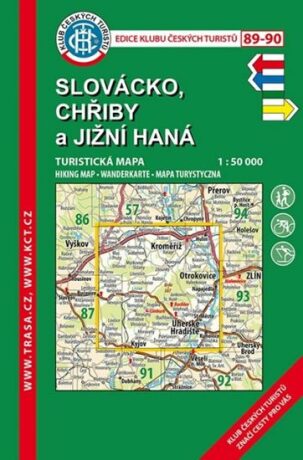 Slovácko,Chřiby,J.Haná /KČT 89-90  1:50T Turistická mapa - neuveden