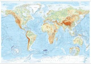 Svět Nástěnná mapa reliéfy a povrch - neuveden