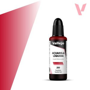 Tekutá akvarelová barva Vallejo 32ml – 280 Scarlet Red - 
