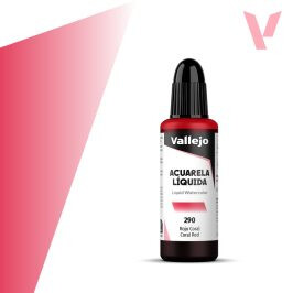 Tekutá akvarelová barva Vallejo 32ml – 290 Coral Red - 