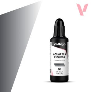 Tekutá akvarelová barva Vallejo 32ml – 740 Dark Grey - 