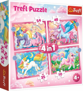 Trefl Puzzle Jednorožci a kouzla 4v1 (35,48,54,70 dílků) - neuveden