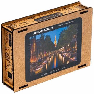 Unidragon dřevěné puzzle - Večerní Amsterodam velikost S - neuveden