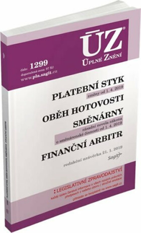 ÚZ 1299 Platební styk, oběh hotovosti, směnárny, finanční arbitr - neuveden