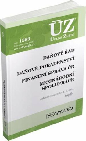 ÚZ 1563 Daňový řád, Finanční správa, Daňové poradenství, Platby v hotovosti - neuveden