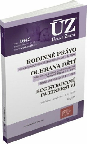 ÚZ 1643 Rodinné právo, Ochrana dětí a rodiny, Dětský ombudsman, Registrované partnerství - neuveden