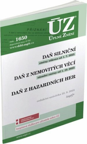 ÚZ 1650 Daň silniční, Daň z nemovitých věcí, Daň z hazardních her - neuveden
