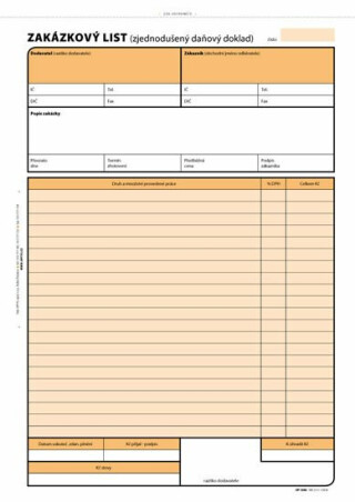 Zakázkový list, A4, 100 listů, NCR - neuveden