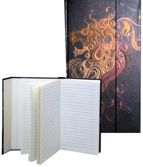 Zápisník s magnetickou klopou 100x180 mm černý s červeným abstrakt. drakem C - 