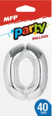 Balónek č. 0 nafukovací fóliový 40 cm - stříbrný - 