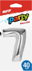 Balónek č. 7 nafukovací fóliový 40 cm - stříbrný - 