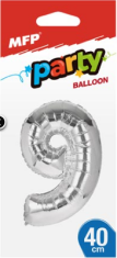 Balónek č. 9 nafukovací fóliový 40 cm - 