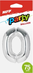 Balónek č. 0 nafukovací fóliový 75 cm - stříbrný - 