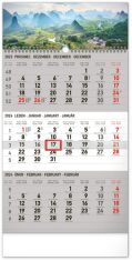 Kalendář 2024 nástěnný: 3měsíční Krajina šedý - s českými jmény, 29,5 × 43 cm - 