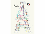 Mapa na zeď - Eiffelova věž, A3 - 