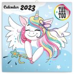 Kalendář 2023 poznámkový: Šťastní jednorožci, 30 × 30 cm - 