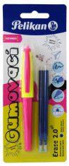 Gumovací pero neonově růžové, 1 ks + 2 náplně - 