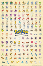 Plakát 61x91,5cm - Pokemon - Kanto First Generation - 