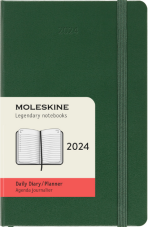 Moleskine Diář 2024 zelený S, denní, tvrdý - 