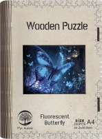 Dřevěné puzzle Fluorescentní motýl A4 - 