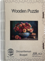 Dřevěné puzzle Zátiší s chryzantémou A3 - 