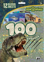 Dinosauři - 100 samolepek s omalovánkovými listy - 