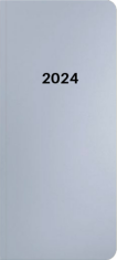Diář PVC měsíční 2024, Metallic stříbrná - 