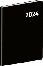 Diář 2024 - Černý, plánovací měsíční, kapesní, 7 x 10 cm - 