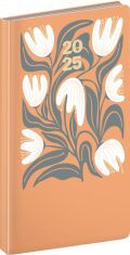 Kapesní diář Cambio 2025, oranžové květiny, 9 × 15,5 cm - 