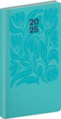 Kapesní diář Cambio 2025, tyrkysové květiny, 9 × 15,5 cm - 