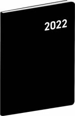 Diář 2022: Černý - plánovací měs./kapesní, 7 x 10 cm - 
