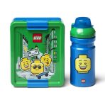 LEGO ICONIC Boy svačinový set (láhev a box) - modrá/zelená (Defekt) - 