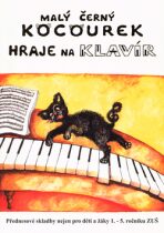 Malý černý kocourek hraje na klavír - 
