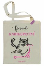 Plátěná taška Kočka – Frčím do knihkupectví - Plátěné tašky - 
