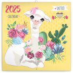 NOTIQUE Poznámkový kalendář Šťastné lamy 2025, 30 x 30 cm - 
