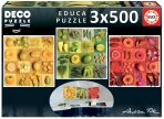 Puzzle 3x500 dílků - Deco - Exotické ovoce a květiny - 